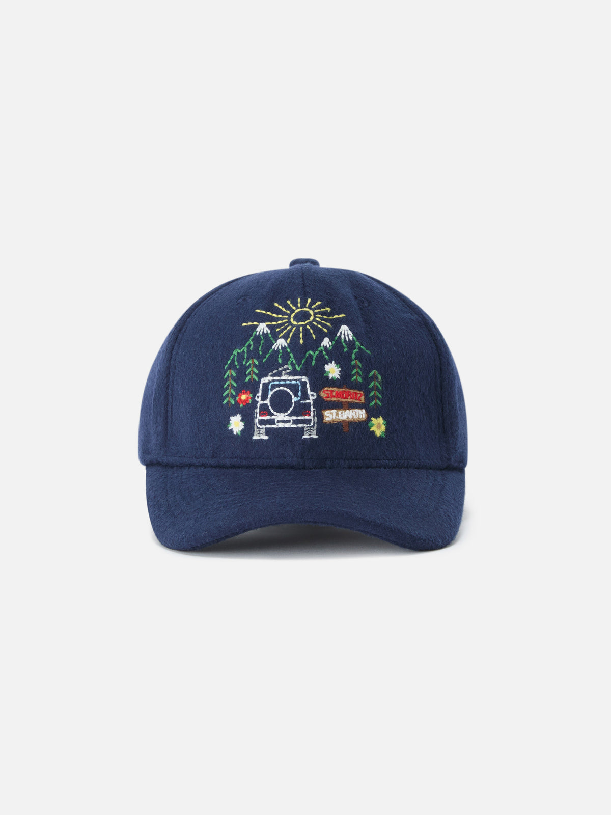 Marineblau blue Baseball Filz-Cap aus Wollmischung mit St. Moritz-Stickerei | Special edition 