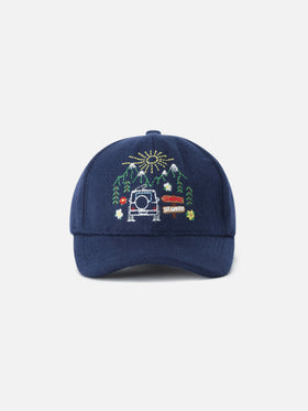Marineblau blue Baseball Filz-Cap aus Wollmischung mit St. Moritz-Stickerei | Special edition 