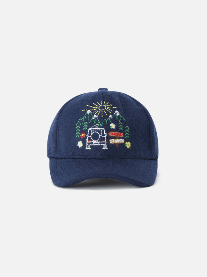 Cappellino Baseball Felt blu navy in misto lana con ricamo St. Moritz | Special edition