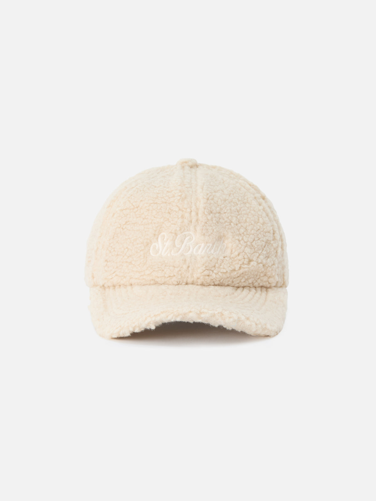 Cappello Baseball beige in tessuto teddy con ricamo logo