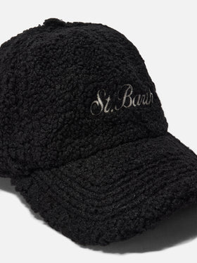 Baseball Cap in black sherpa