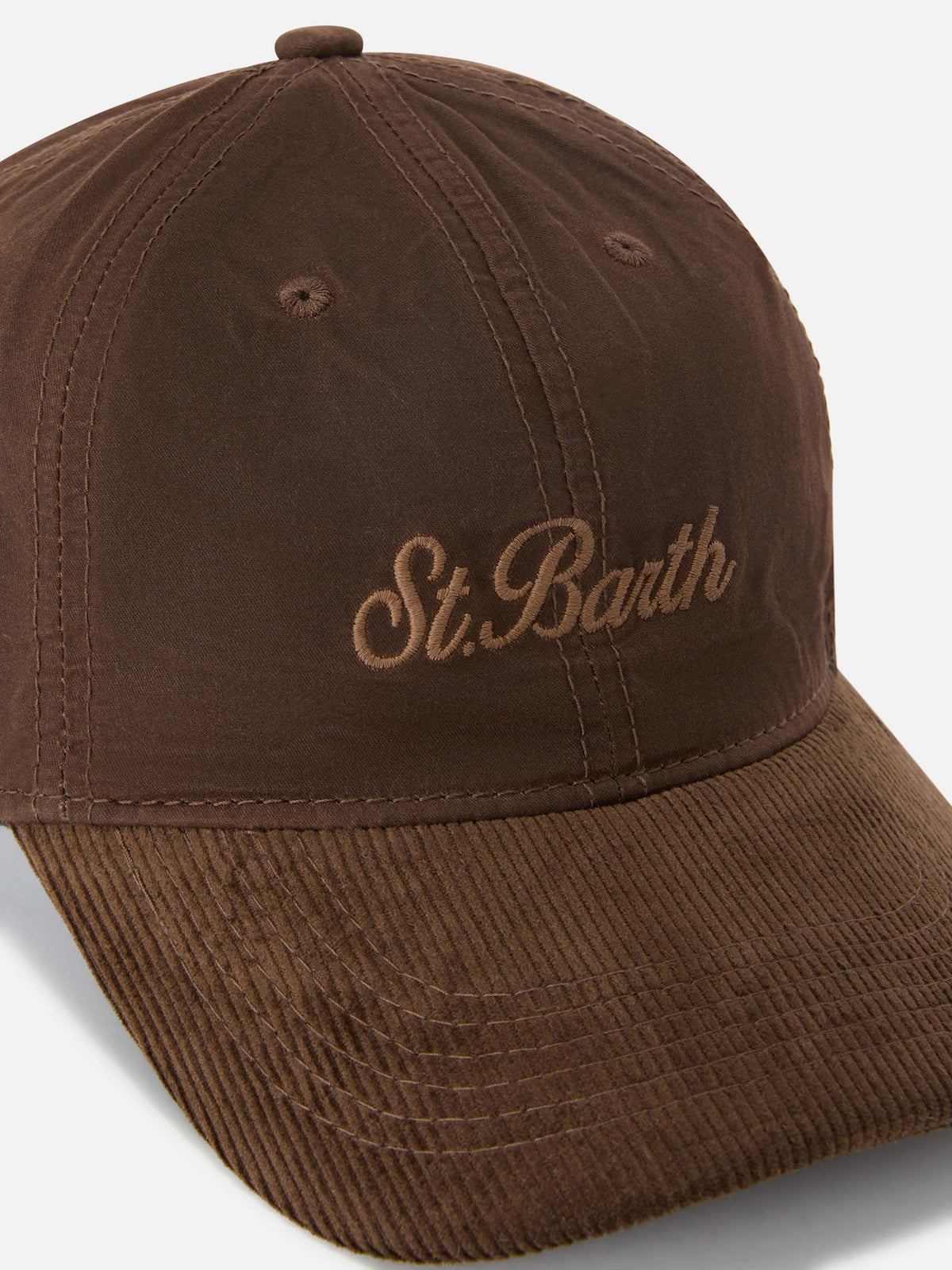Casquette en velours côtelé ciré marron Baseball avec logo brodé 