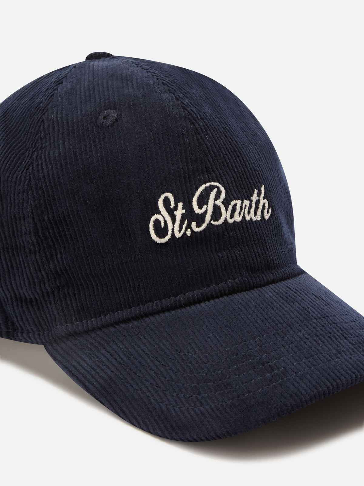 Navy blue Baseball corduroy cap with logo embroidery