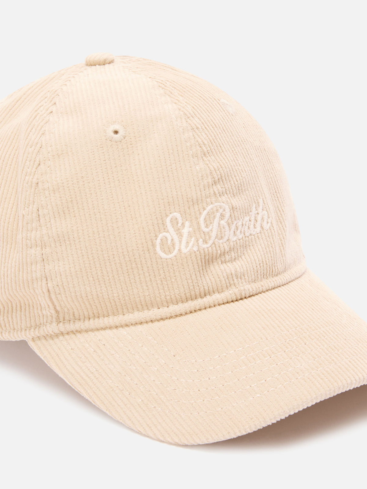 Beige Baseball corduroy cap with logo embroidery