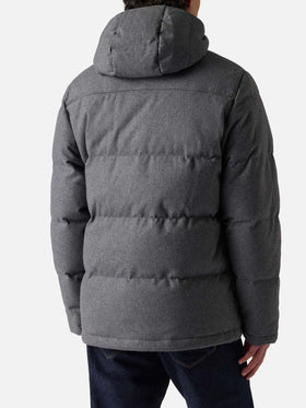 Grey wooly hooded down jacket Baxter