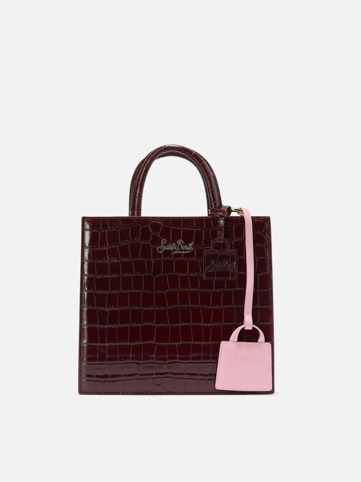 Mini-Taschenanhänger aus rosafarbenem Leder