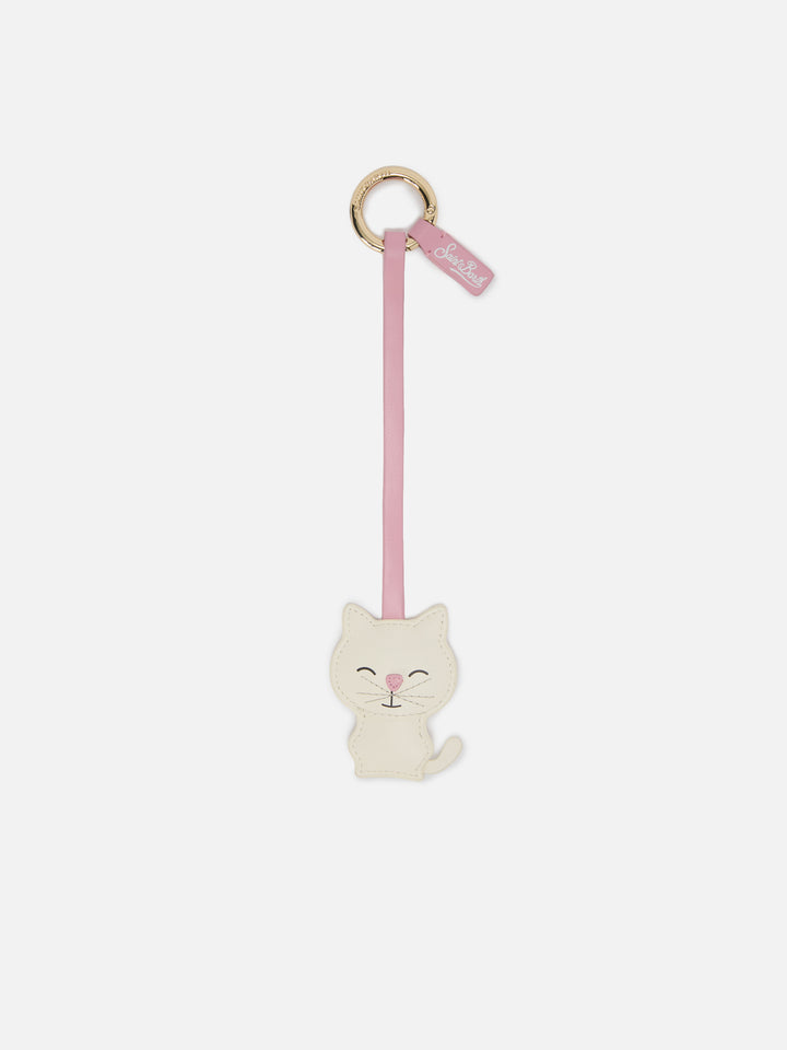 Bag Charm gatto in pelle bianca