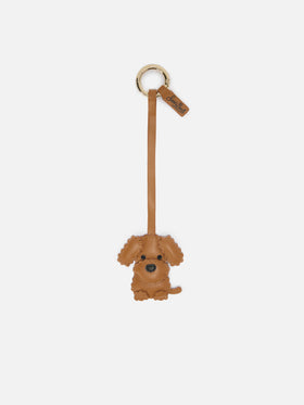 Sac en cuir beige charm en forme de chien 
