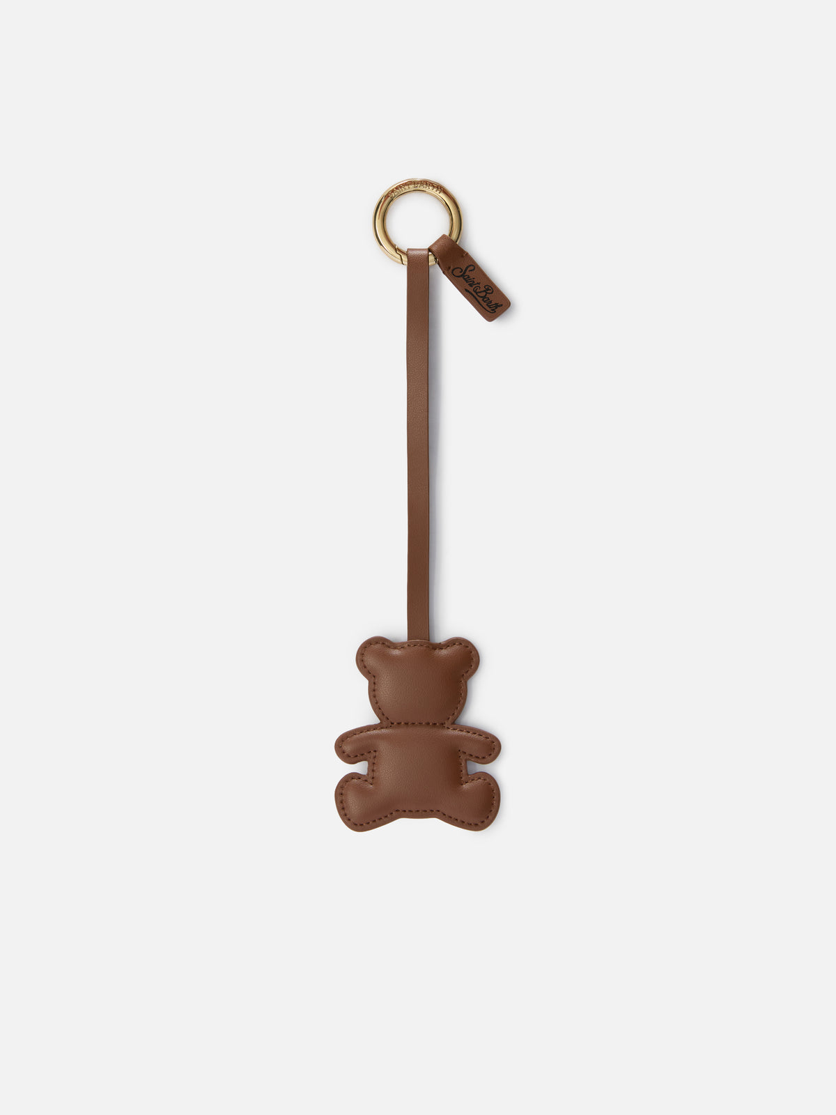 Sac en cuir marron charm en forme d’ourson en peluche 