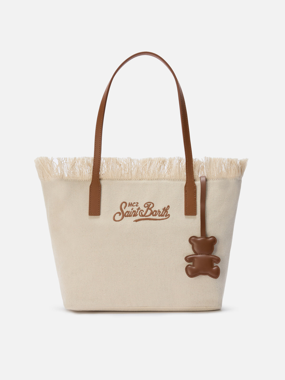 Sac en cuir marron charm en forme d’ourson en peluche 