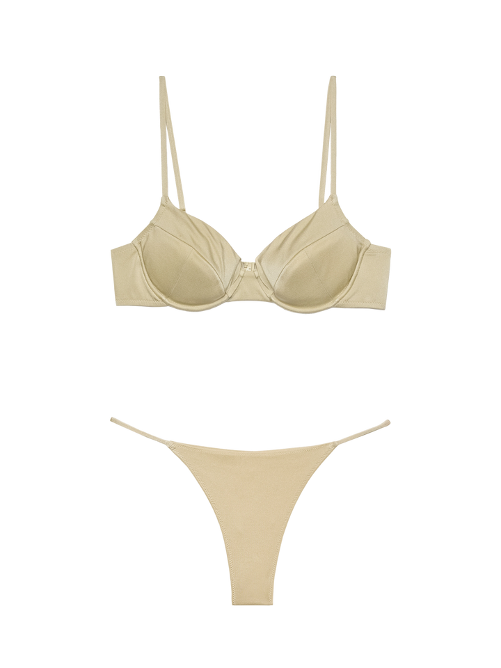 Jodene shimmer gold cheeky swim briefs - Bea underwired shimmer gold bralette - MC2 Saint Barth