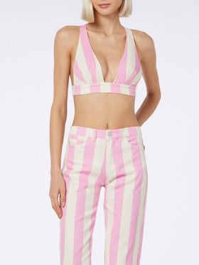 Jeans Belleville denim a righe rosa