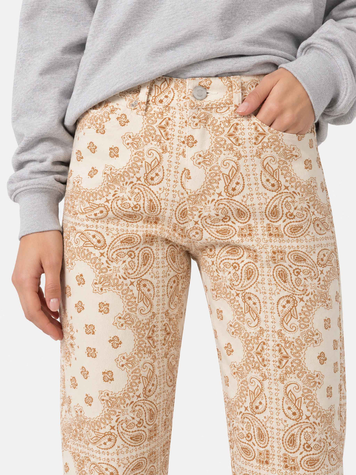 Pantalon en denim blanc cassé à imprimé bandana Belleville 