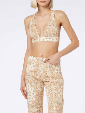 Pantalon en denim blanc cassé à imprimé bandana Belleville 