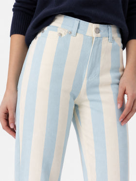 Pantalon en denim rayé bleu clair Belleville 