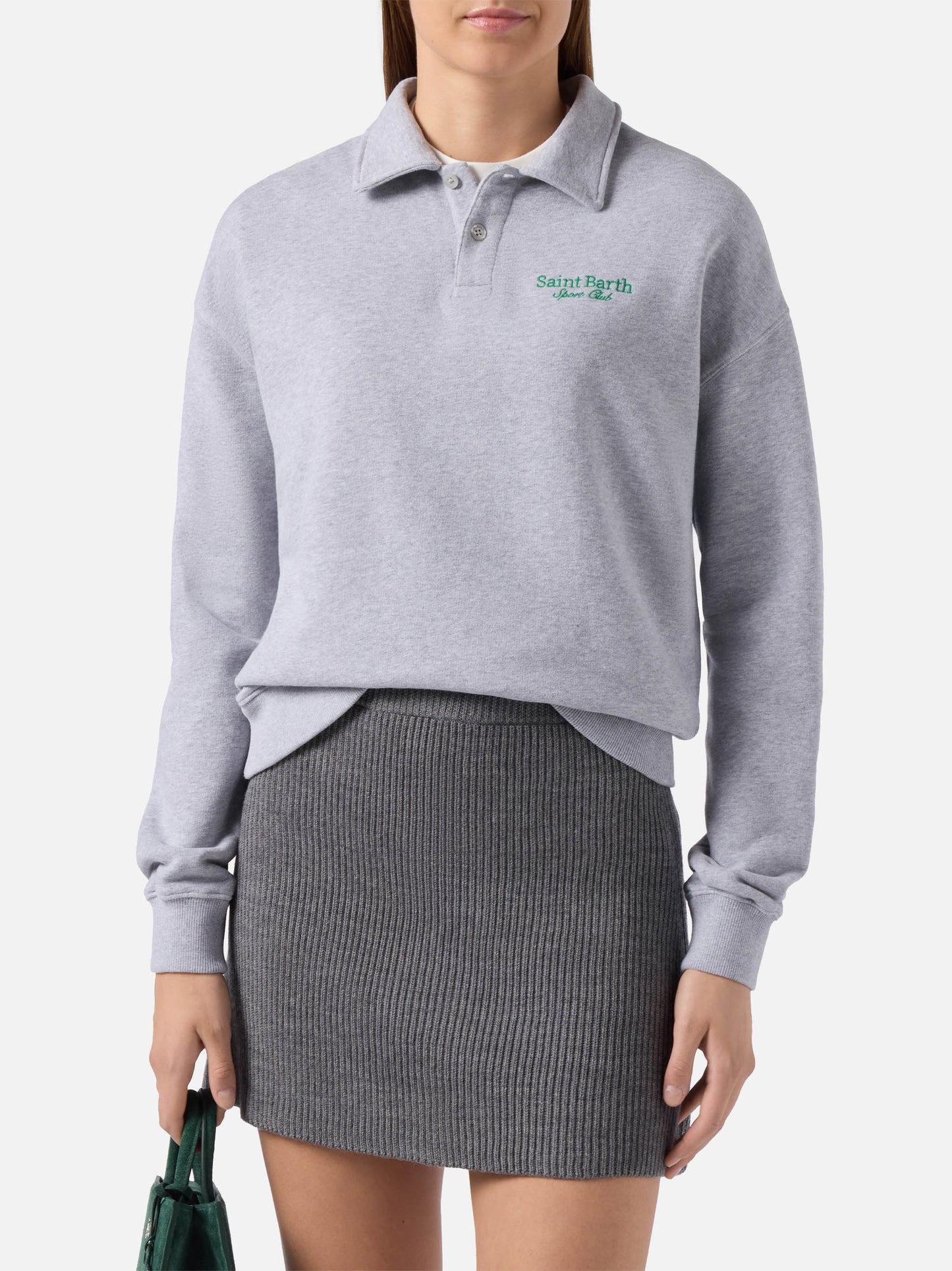 Felpa Berenice grigio melange con ricamo Saint Barth Sport Club