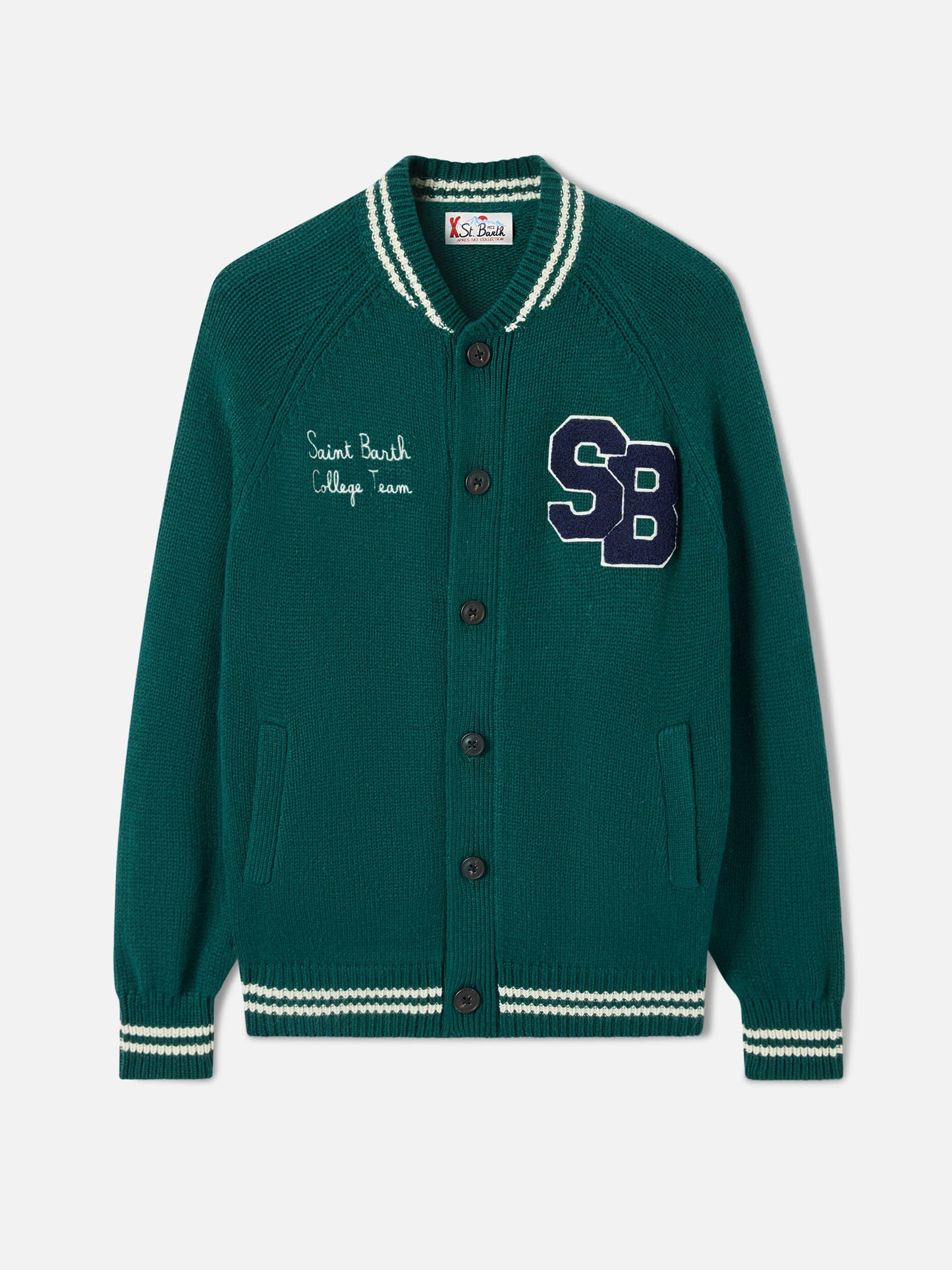 Bomber en maille vert style college Benjamin 