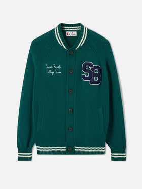 Bomber en maille vert style college Benjamin 