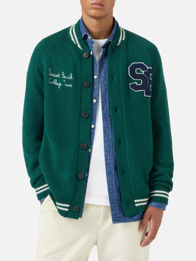 Bomber en maille vert style college Benjamin 