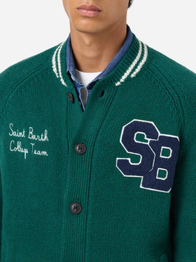 Bomber en maille vert style college Benjamin 