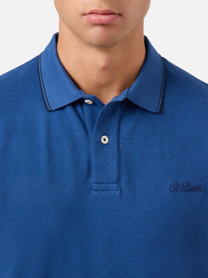 Beverly Hills denim blue cotton piquet polo