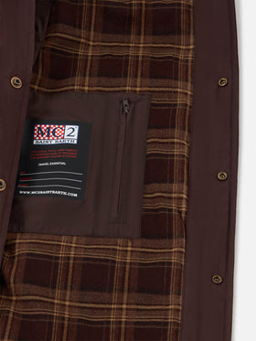 Surchemise Bexley en tissu ciré marron avec col en velours côtelé 