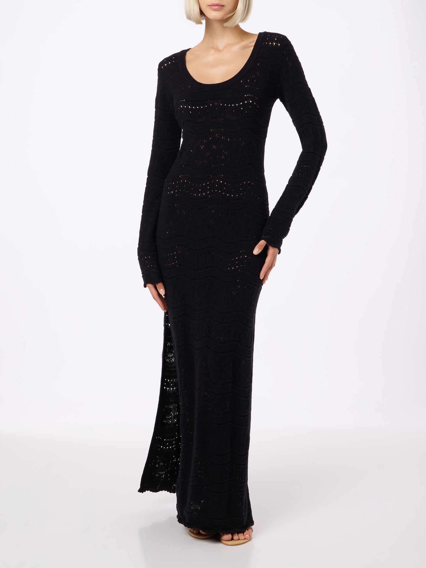 Black woman cotton knit midi dress - MC2 Saint Barth