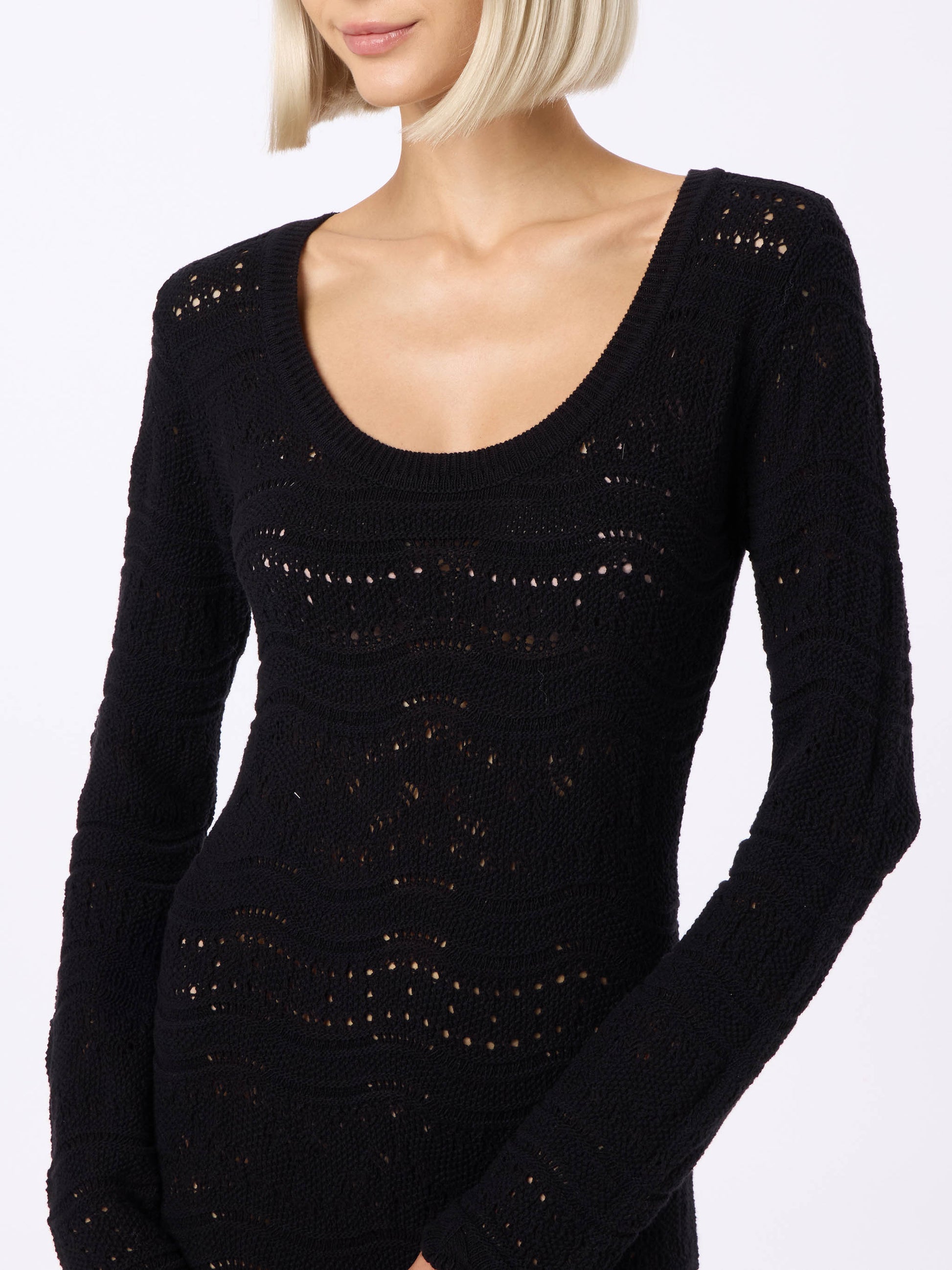 Black woman cotton knit midi dress - MC2 Saint Barth