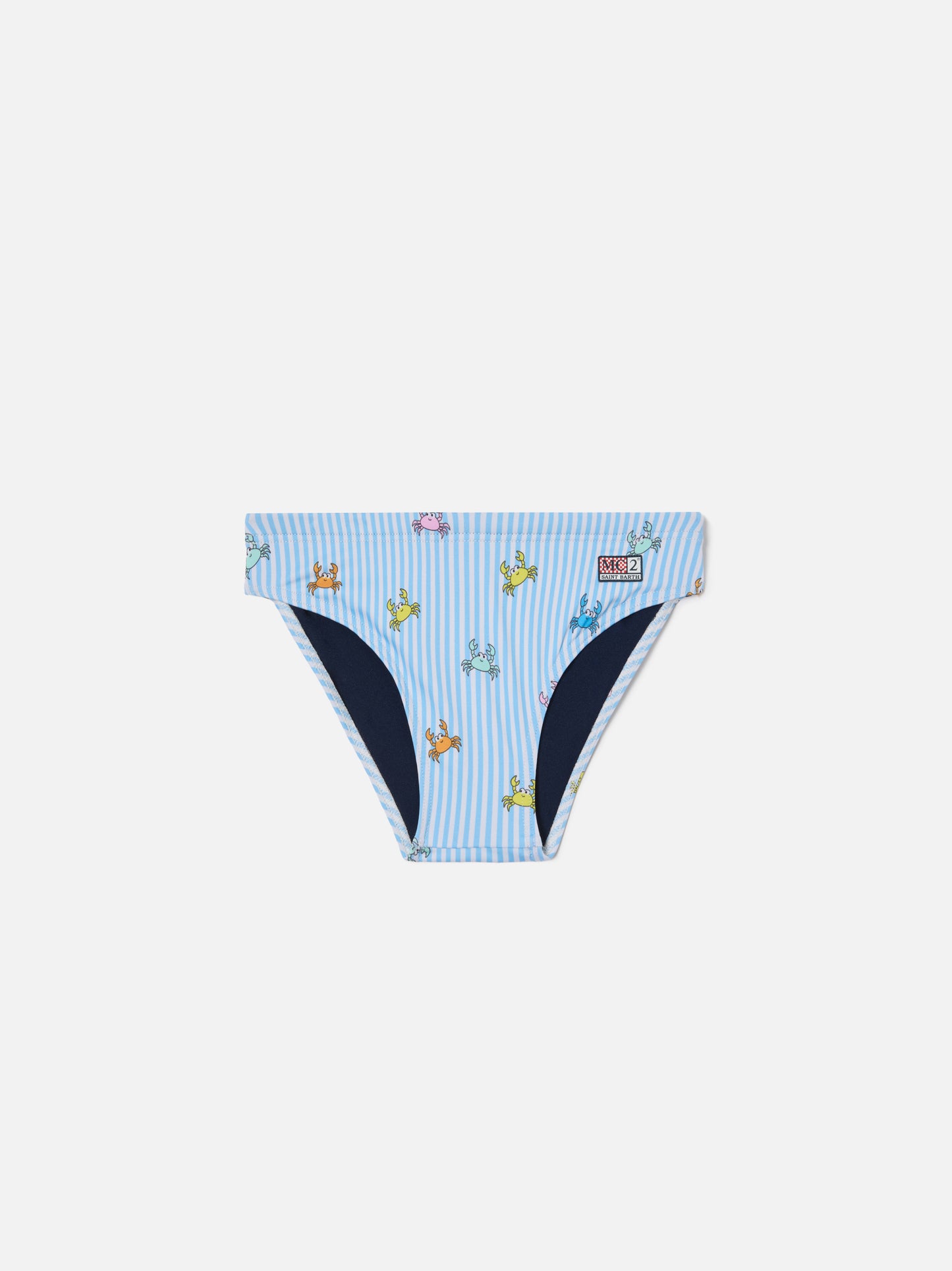 Billy striped swim briefs with all-over crab print