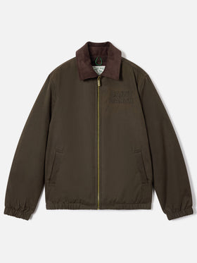 Chaqueta encerada Birdie verde militar con cuello de pana 