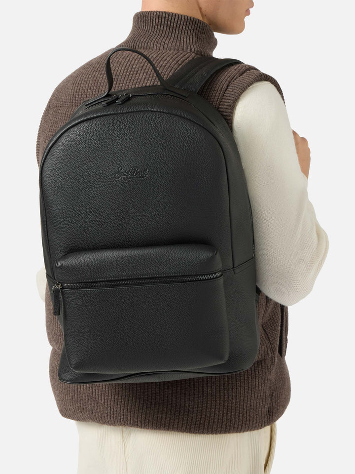 Backpack in black leather