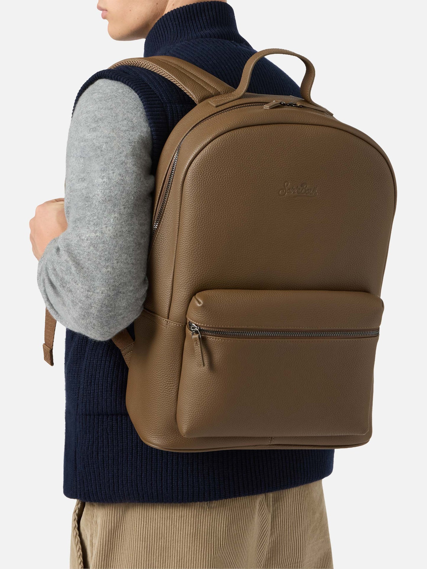 Zaino Backpack in pelle marrone