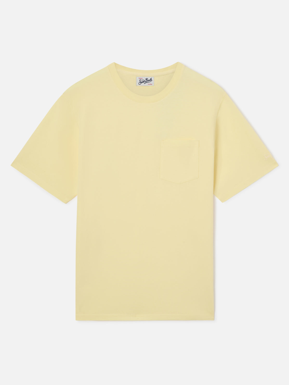 T-shirt Bakewell giallo burro in piqué di cotone con taschino e ricamo logo