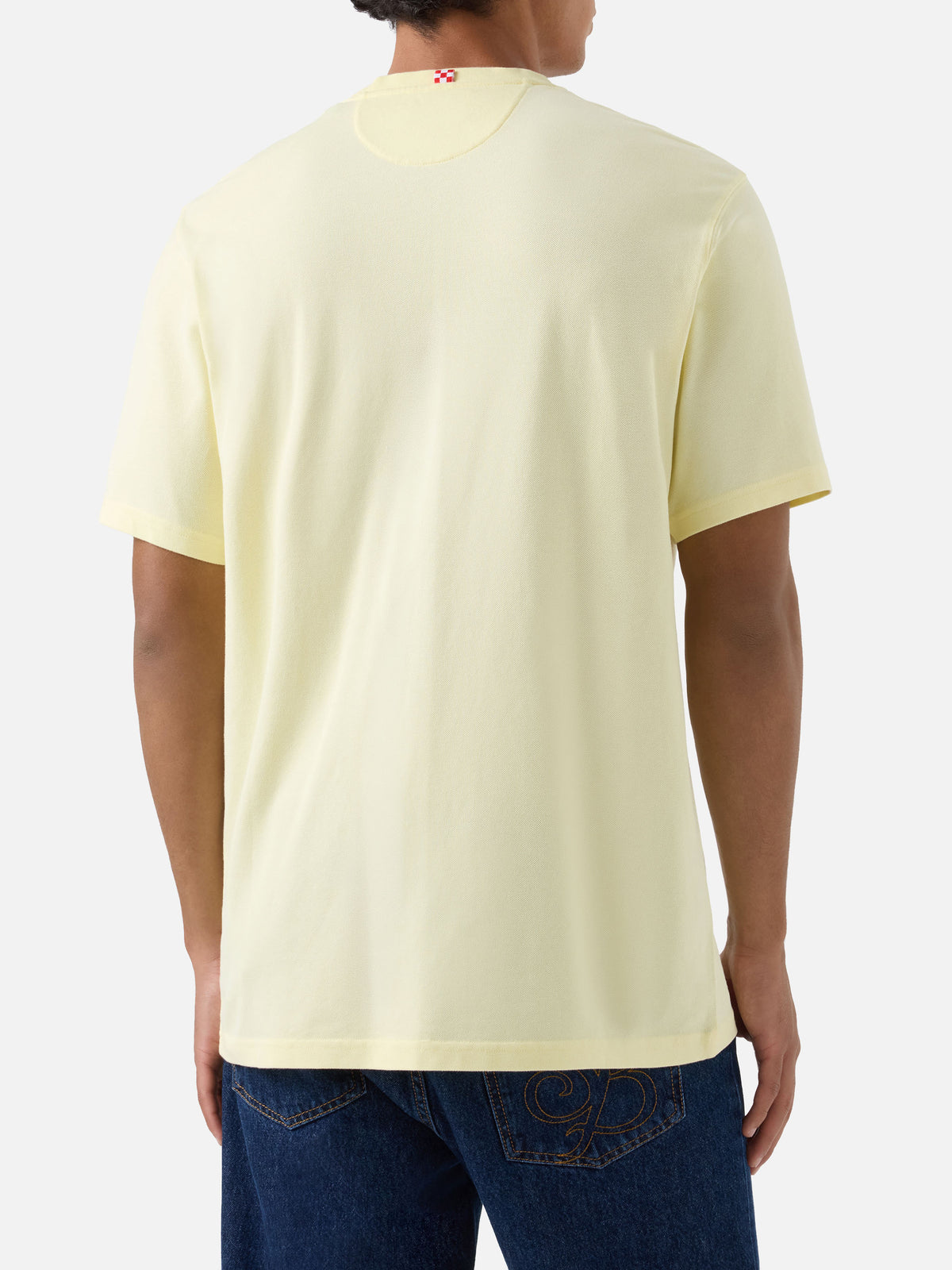 T-shirt Bakewell giallo burro in piqué di cotone con taschino e ricamo logo