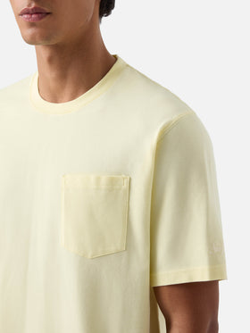 T-shirt Bakewell giallo burro in piqué di cotone con taschino e ricamo logo