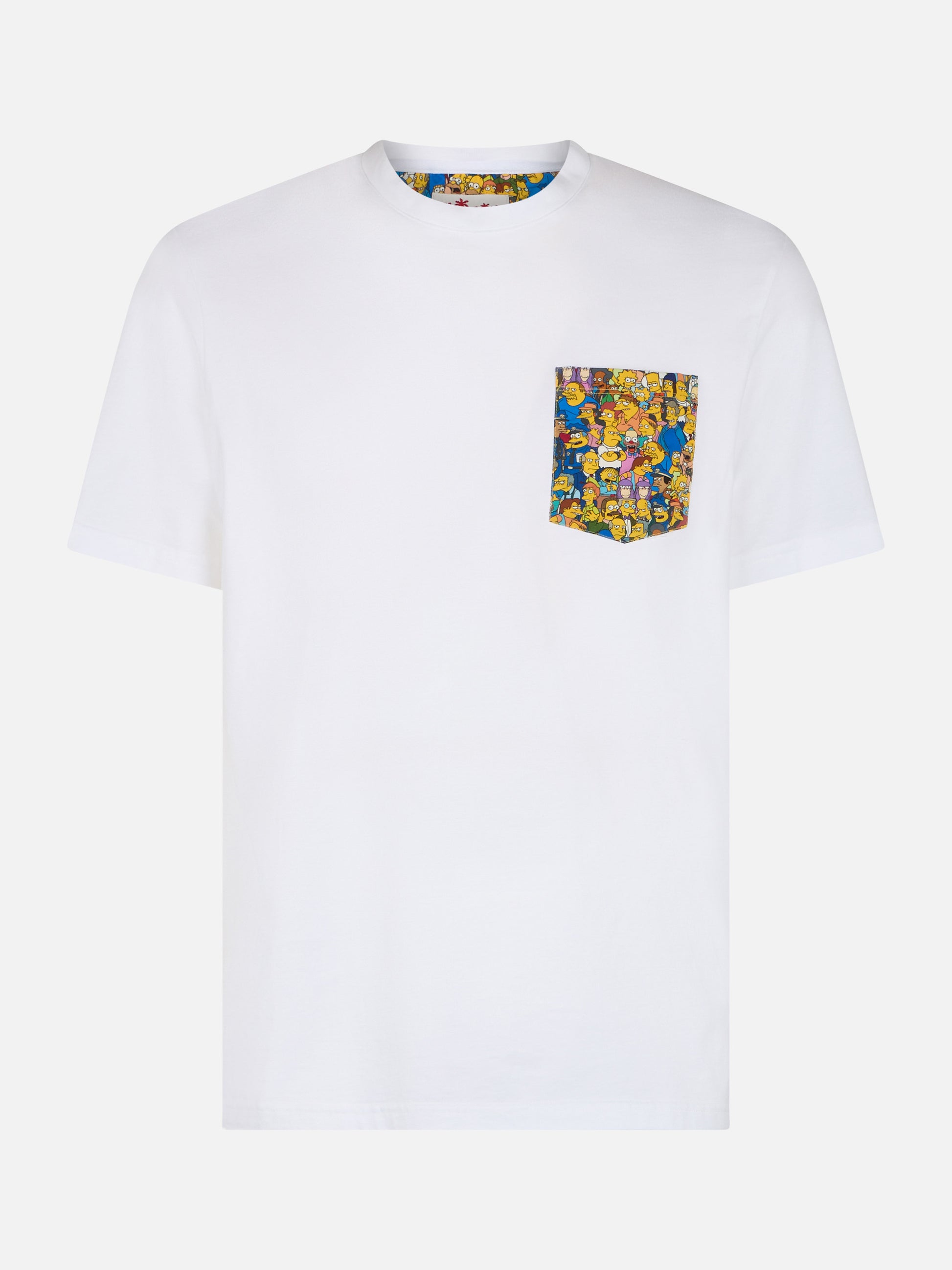 Man cotton t-shirt Blanche with Simpsons printed pocket | THE SIMPSONS SPECIAL EDITION - MC2 Saint Barth