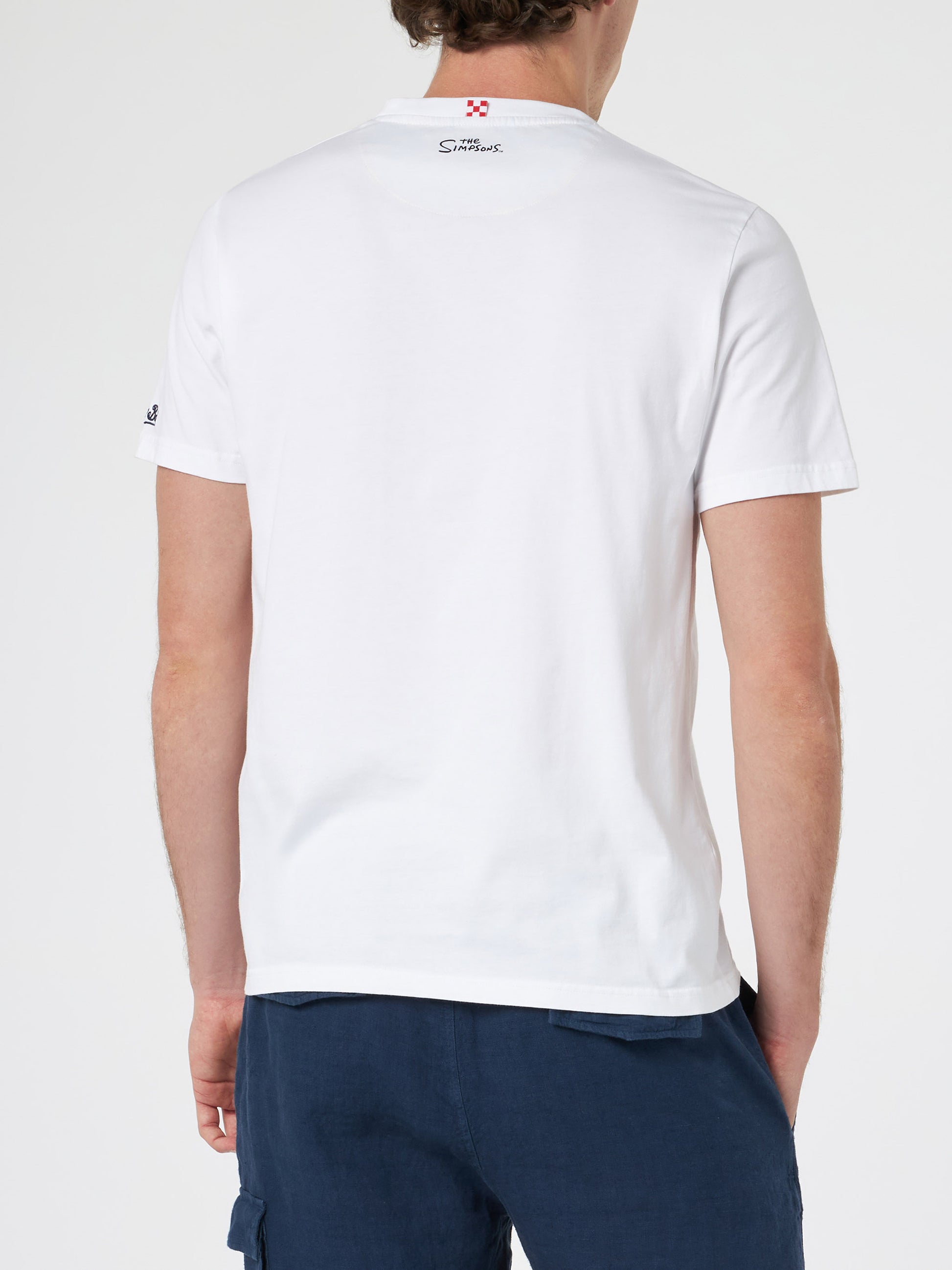 Man cotton t-shirt Blanche with Simpsons printed pocket | THE SIMPSONS SPECIAL EDITION - MC2 Saint Barth