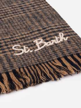 Blanket scarf with Prince of Wales pattern and St. Barth embroidery - MC2 Saint Barth