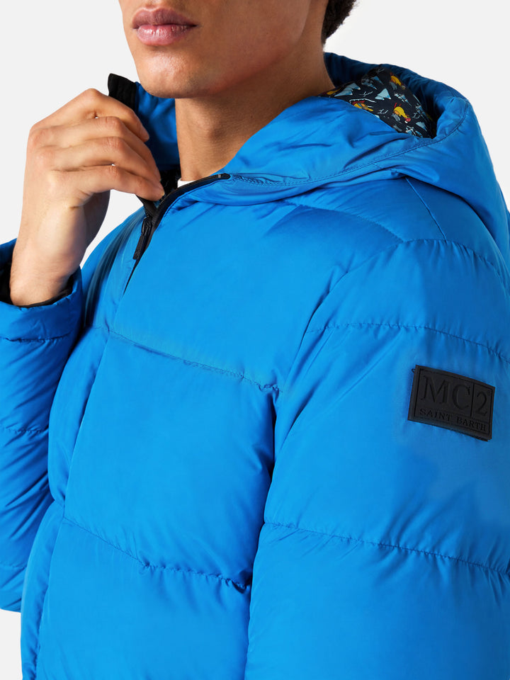 Bluette Bleecker hooded down jacket with duck print lining