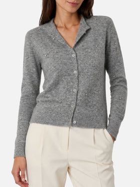Cardigan Bellamy in maglia con strass grigio