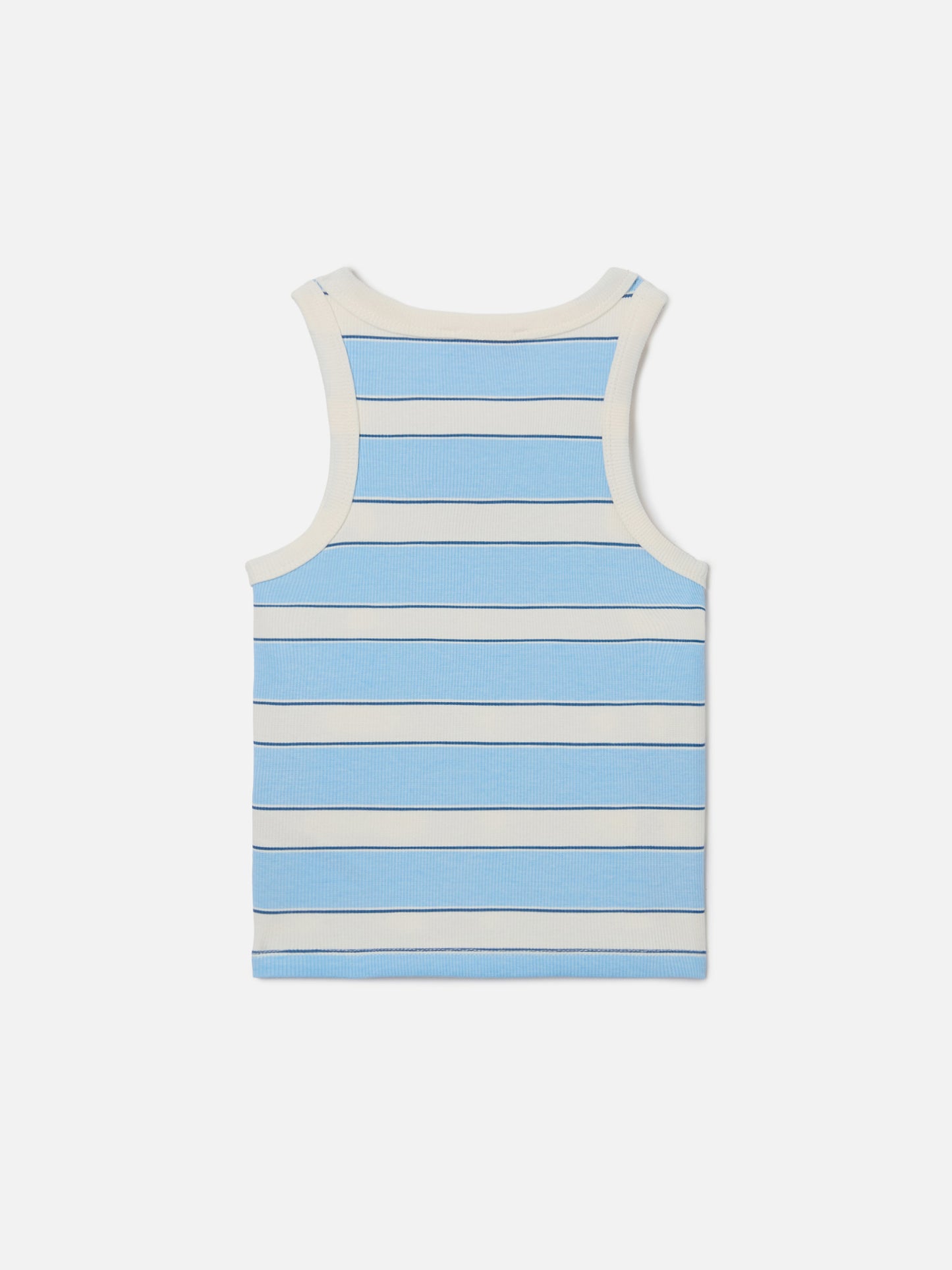 Camiseta de tirantes Blue Jr con rayas azul claro y color crema y logotipo bordado 