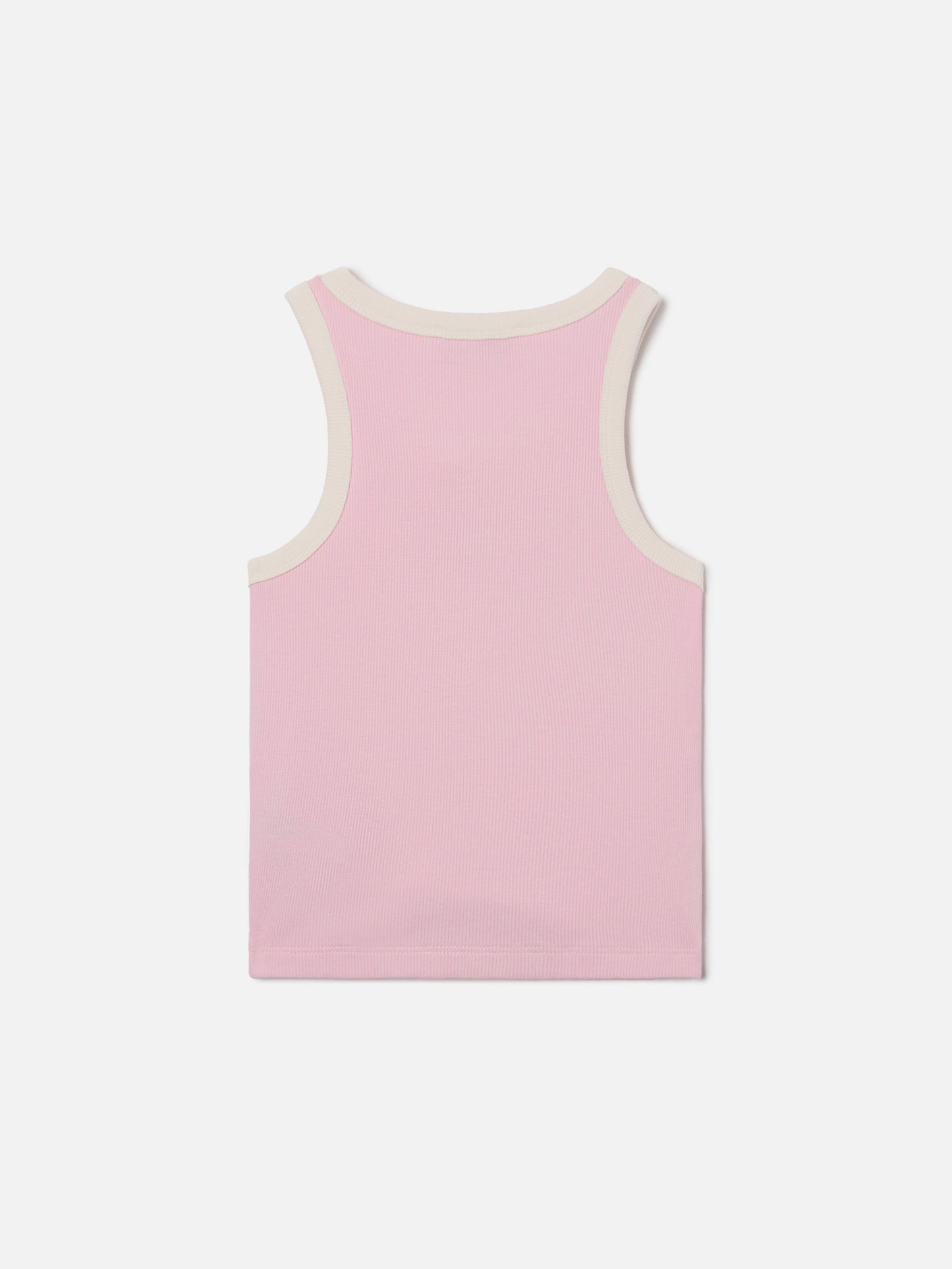 Camiseta de tirantes Blue Jr en rosa con logo bordado y ribetes color crema 