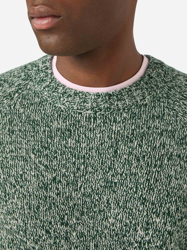 Jersey de cuello redondo Green Blunt en lana con punto mouliné 