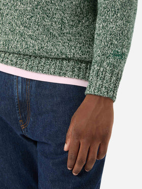 Maglia girocollo Blunt verde in lana con lavorazione mouliné