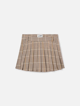 Gonna Blay beige in flanella con motivo tartan