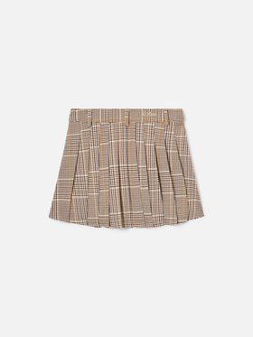 Gonna Blay beige in flanella con motivo tartan