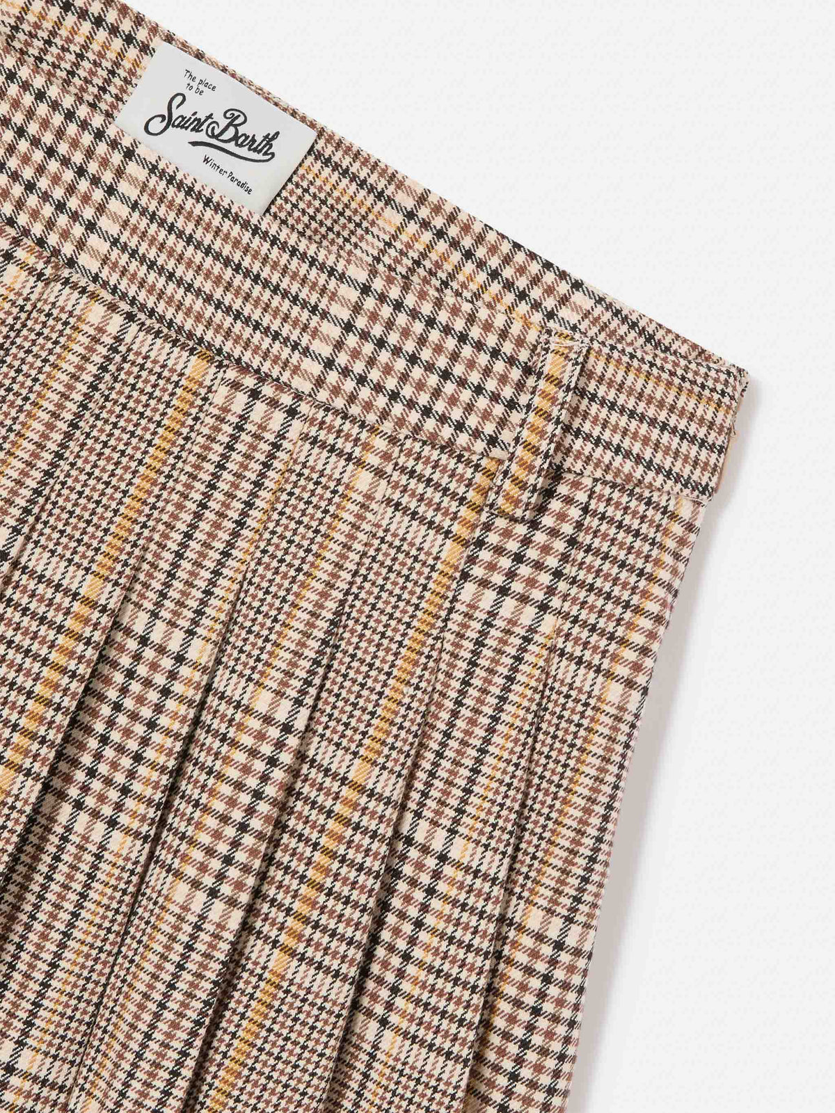 Gonna Blay beige in flanella con motivo tartan