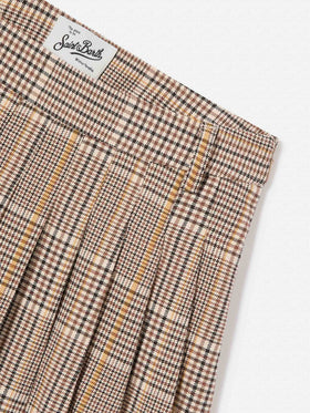 Gonna Blay beige in flanella con motivo tartan