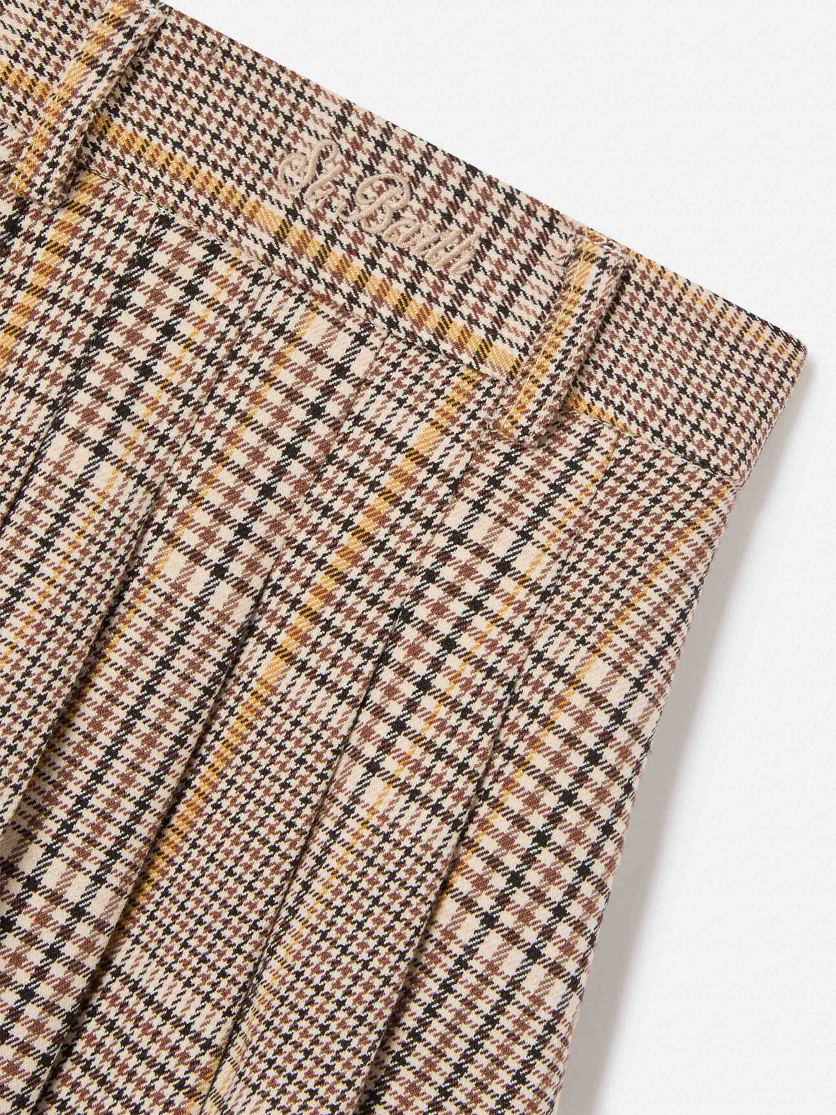 Gonna Blay beige in flanella con motivo tartan