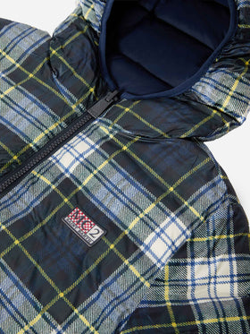 Wendbare Daunenjacke Bob in Marineblau und Tartan